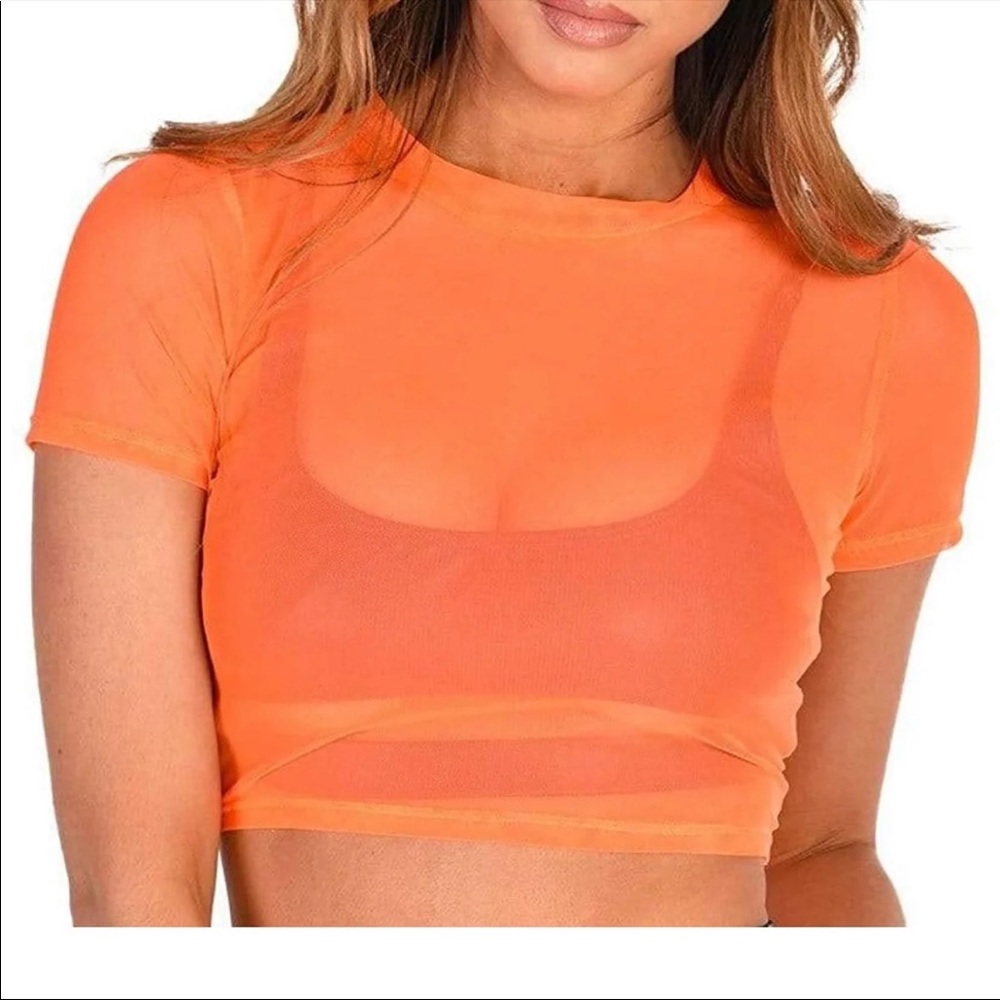 IHeart Raves Sheer Crop Top